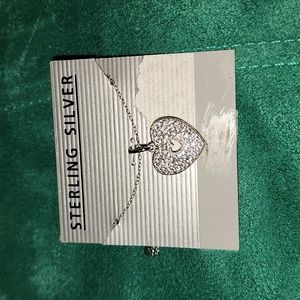 CZ STERLING SILVER PAVE HEART PENDANT NECKLACE